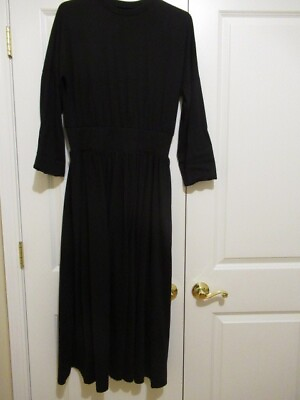 Womens black maxi cotton dress with ribbed midriff $49.99