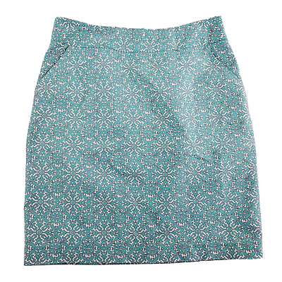 #ad Rafaella Skirt Women Size 8 Teal White Floral Lined Zip Closure $14.00