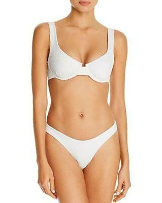 $44 Charlie Holiday Womens Ribbed Lined Bikini White Swim Bottom ONLY Size Small $16.00