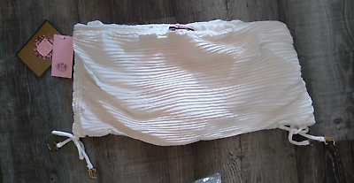 #ad NWT Juicy Couture Large Ivorry White Pleated Skirted Bikini Swimsuit Bottoms L $31.45