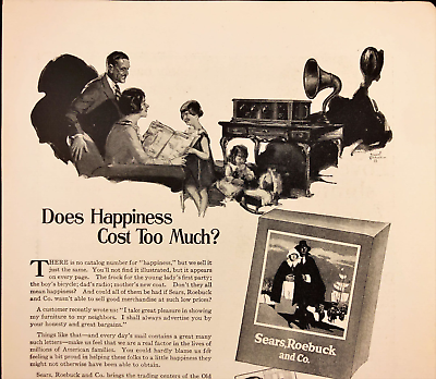 #ad 1925 Sears Roebuck Catalog Vintage Print Ad Family Enjoying Catalog Living Room $16.77