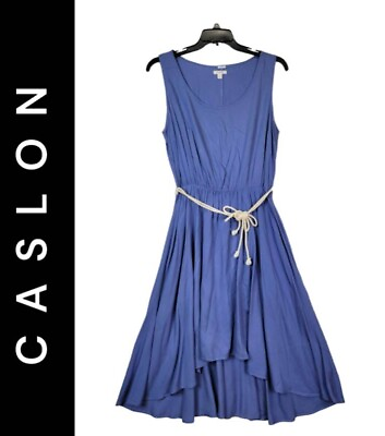 #ad #ad Caslon Women#x27;s Blue Hi n Low Casual Formal Boho Dress Long Sleeve Size Large $27.75