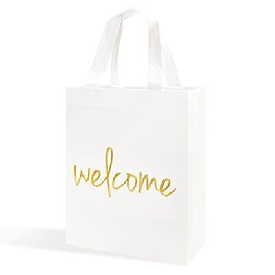 #ad Reuseable Whtie Gold Welcome Bags for Wedding Birthday Party 50 Counts Medium... $50.83