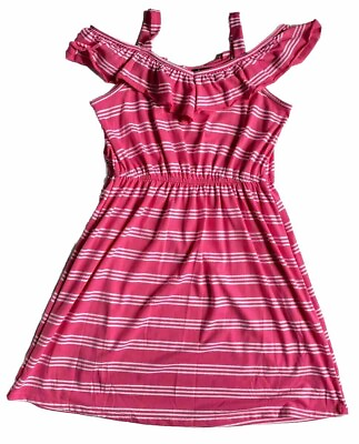 #ad Pinkamp;Violet Sz 10 12 girls Sundress Pink Striped Pull on Sleeveless Dress NEW $9.85