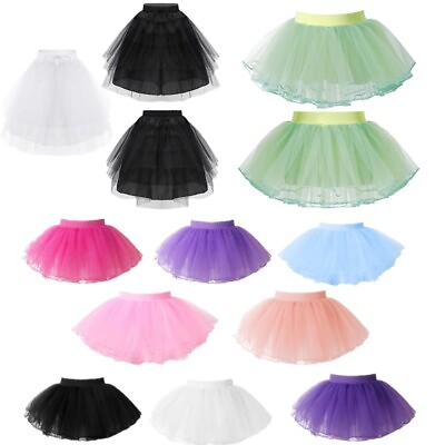 #ad Kids Girls Tutu Skirt 4 Layers Tulle Skirt Ballet Dance Princess Party Dancewear $8.71