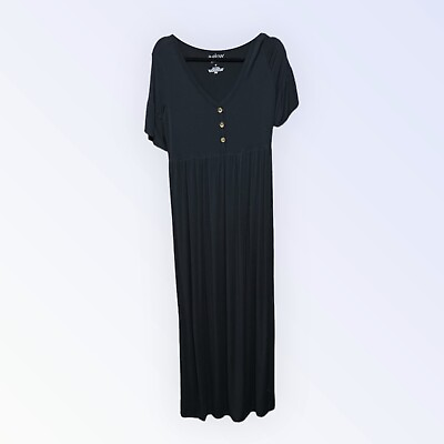 #ad 🌻a:glow Maternity Black Short Sleeve Soft Maxi Dress Size Medium. $12.00
