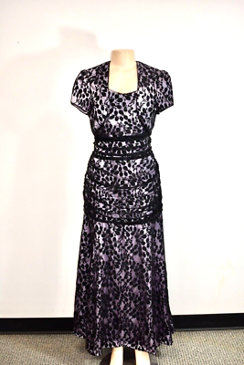 #ad Badley Mischka Black Lace Purple Lining Long 2Pcs. evening dress Size 12 eti $119.00