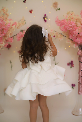 #ad #ad Baby Girls white Satin Princess dresses flower girl dress Summer Party tutu Kids $161.99