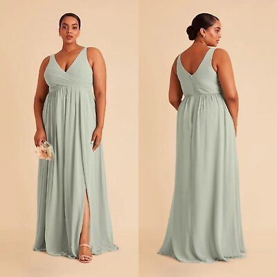 #ad Birdy Grey Laurie Empire Sage Bridesmaid Maxi Dress Plus Size 3X Curve NWT $74.99
