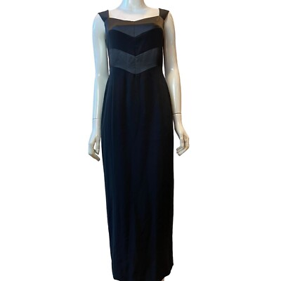 #ad Jones New York Evening Womens Vintage 1980s Maxi Dress Slit Back Black Size 6 $50.00