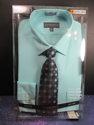 #ad VTG New In Package Sears Covington Tie amp; Dress Shirt 15 15.5 amp; 34 35 Bright Teal $36.99