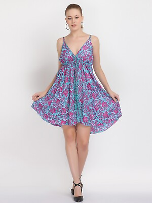 #ad #ad 03 Pcs Sleeveless Sundress V Neck Short Casual for Summer Assorted prints $29.49