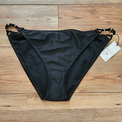#ad NEW Shade amp; Shore Women#x27;s Bikini Bottoms Size XL Black Beaded String 16 $12.95