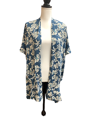 Natural By Known Supply Women XS S Teal Blue Floral Hawaiian Cover up $22.99