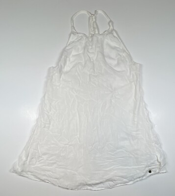 #ad Roxy White Beach Tank Dress Short Size Medium Sleeveless Lined Viscose $19.95