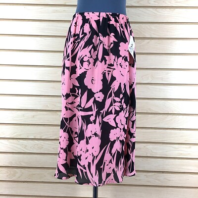 #ad NWT Studio 1 A Line Skirt 14 Orange Floral Polyester Midi $10.18