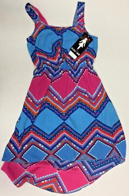 #ad Paper Doll High Low Dress Blue Fuschia Summer Dress Girl#x27;s Size 7 $18.95