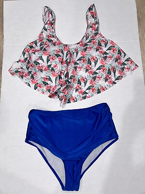 #ad #ad High Waist Two Piece Swimsuit Women’s Size XL $20.00