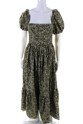 #ad Matteau Women#x27;s Puff Sleeve Floral A Line Maxi Dress Black Size 2 $111.03