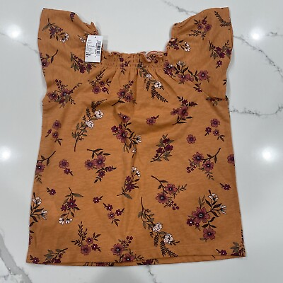 Childrens PLace Little Girls Shirt Sz 7 8 Medium Apricot Floral $6.90