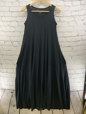 Soft Surroundings Maxi Dress Womens Sz M Black Long Sleeveless $27.99