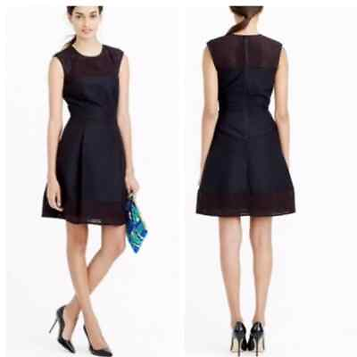 #ad J.Crew SZ 2 Black Perforated Laser Cut Fit amp; Flare Cocktail Party Dress $38.00