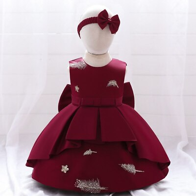 #ad Baby Girl Party Dress Christmas Costume For Evening Dresses Big Bow Flower Dress $51.34