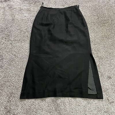 #ad Jones New York Skirt womens 10 Black Straight Pencil Midi Solid Ladies Zip Up $14.88