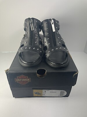 #ad Harley Davidson Women#x27;s Michelle Black Studded Sandals SZ 8 D83710 Free Ship $63.71