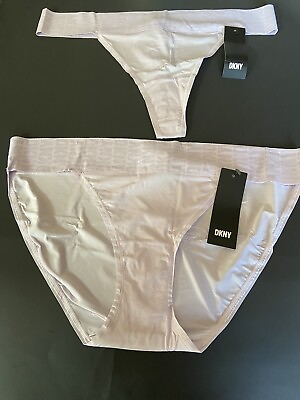 #ad DKNY PALE ORCHID THONG AND BIKINI SET MSRP $28 EXTRA LARGE $23.39
