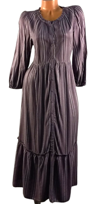 #ad NWT Isabel maternity purple striped ruched 3 4 sleeves buttoned maxi dress XS $12.99