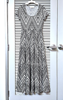 #ad black white print tiered maxi long dress 1XL amp; anthropologie jewelries $31.50