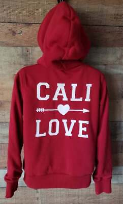Cali Love Junior Teen Girls Sz L Red Hooded Zip Up Jacket Fleece Lined Warm $25.60