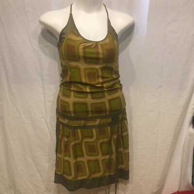 #ad Avatar Womans Halter Tie Sundress Green Brown Size Large Beach Cover Up $18.62
