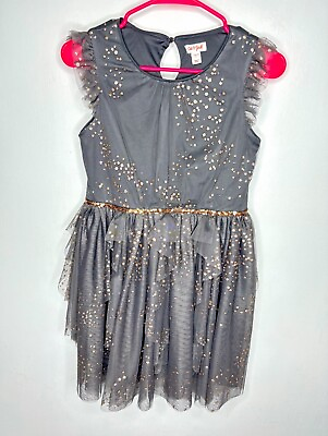 #ad Cat amp; Jack Formal Tulle Dress Girls size Large 10 12 Sleeveless Gray Gold Dotted $8.44