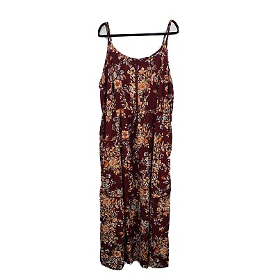 #ad Mlle Gabriel floral maxi dress womens plus size 3x burgundy flower spaghetti $20.22