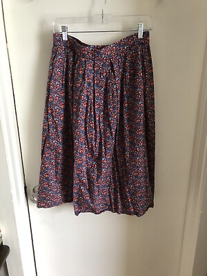 #ad J. Crew Preppy Pull On Floral MIDI Cotton Skirt Lined Size 10 $24.99