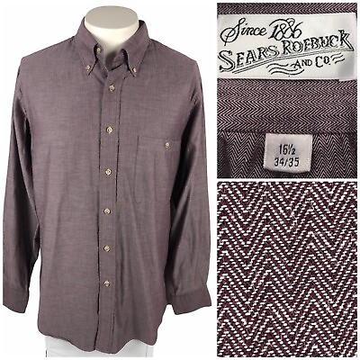 #ad #ad Sears Roebuck Mens 16 1 2 34 35 Shirt Herringbone Single Needle Vintage EUC $39.99