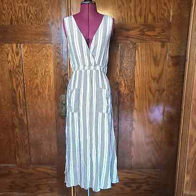 #ad Harper Heritage Coastel Beach Maxi Dress Striped Womens Small 100% Rayon $35.99