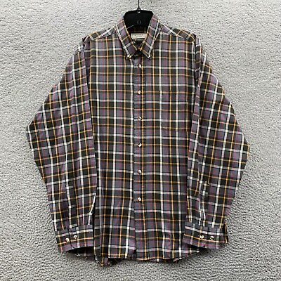 VTG Sears Mens Store Button Down Shirt Plaid Long Sleeve Gray Size Large $8.95