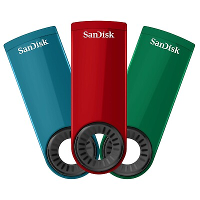 SanDisk Cruzer Dial 16GB USB 2.0 Flash Drive Red Blue Green 3X16GB one pack $13.99