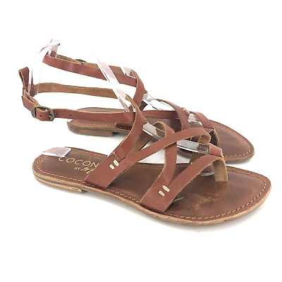 #ad Coconuts by Matisse US Size 6.5 Brown Leather Strappy Sandals Boho Shoes $19.95