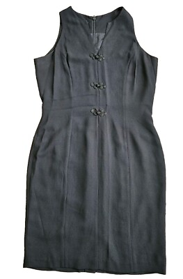 #ad VTG 90s MariAnna Little Black Cocktail Dress Sleeveless Button Knot Size 12 $24.00