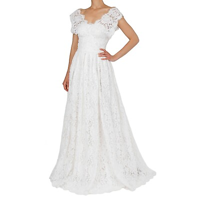 #ad DOLCE amp; GABBANA Wedding Flower Lace Corsage Long Maxi Dress White 10050 $1710.40