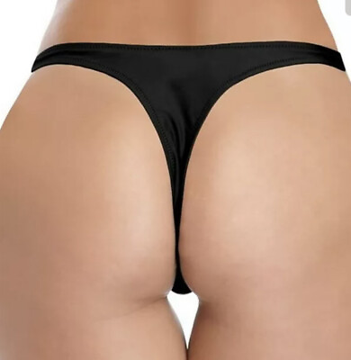 SHEKINI Cheeky Bikini Bottoms Strappy Low Rise Brazilian Thong Swim S Black NWT $17.00