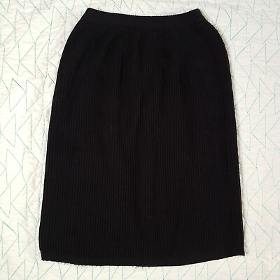 #ad Womens Black Acrylic Knit Straight Knee Length Pencil Skirt Size S $17.00
