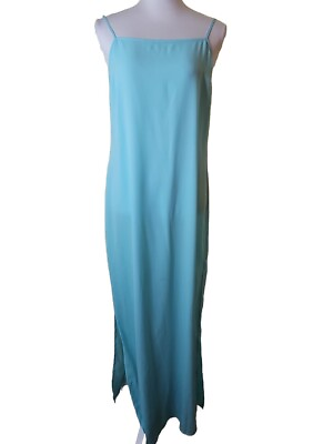 #ad Staud Spaghetti Strap Slip Maxi Dress sheer turquoise size M $99.00