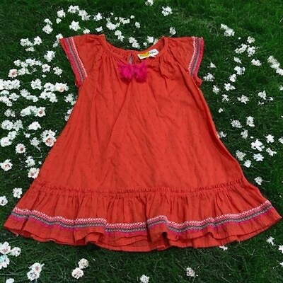 #ad #ad Mini Boden Orange and Pink Bohemian Summer Dress Girl’s Size 2 3y $24.99