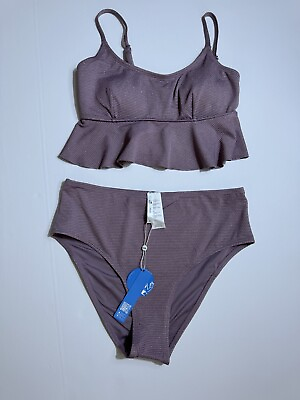 CUPSHE Bikini Set for Women Two Piece Swimsuits High Waist Purple Sz M $29.90