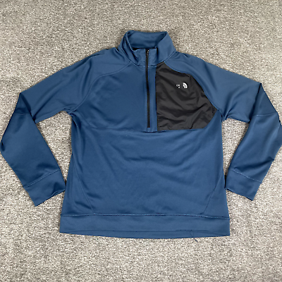#ad The North Face Fleece Pullover Jacket Mens Large Blue Black 1 4 Zip Skyline $17.87